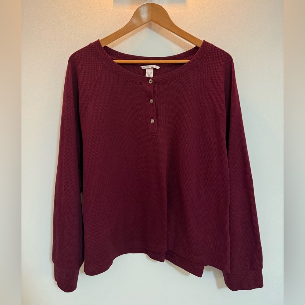 Victoria Secret Burgundy Henley Top
